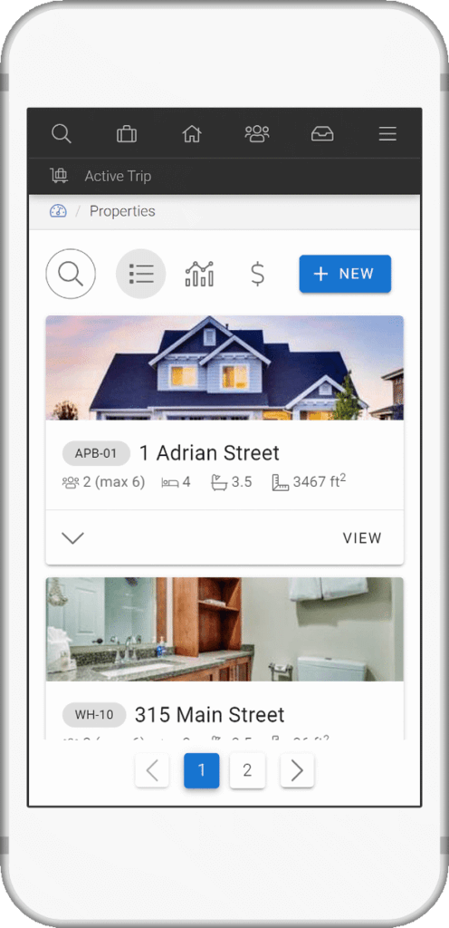 screenshot of LMPM vacation rental software in mobile device